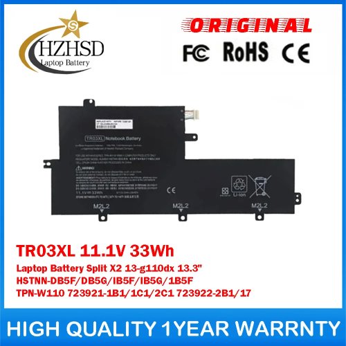 Originele laptopbatterij 11,1V 33Wh voor HP Split X2 13-G110DX 13,3" HSTNN-DB5F/DB5G/IB5F TPN-W110 723921-1B1/1C1