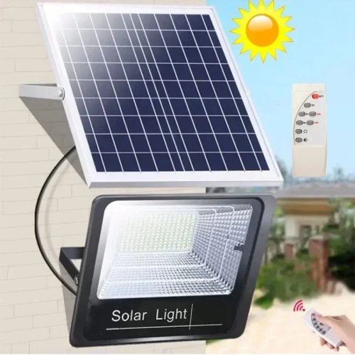 Faretto Solare JVEE 30W 1000mAh con Telecomando, Esterno Impermeabile IP67, Angolo Regolabile per Villa/Strada