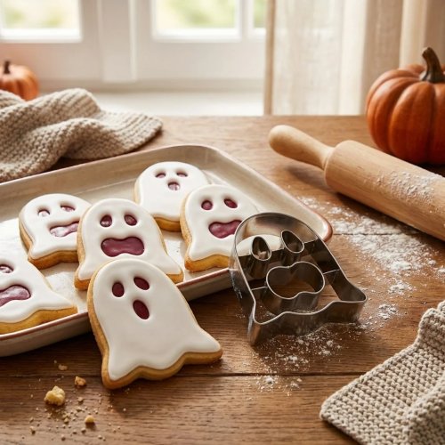 3D Halloween Ghost Cookie Cutter - 430 Stainless Steel, Dishwasher Safe, DIY Baking Mold