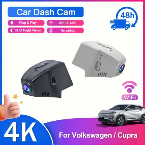 4K Dash Cam Front Rear 2160P WiFi Dual Dashcam, App Control, Plug and Play, for Volkswagen Arteon