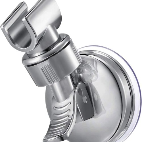 Soporte regulable para cabezal de ducha, soporte de ducha de mano con ventosa, soporte de pared extraíble con ventosa (Plata)