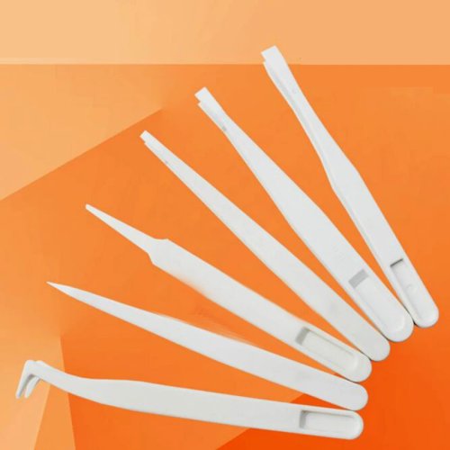 Pinset Antistatis Presisi dengan Ujung Lurus dan Bengkok, Plastik Tahan Panas, untuk Perbaikan Elektronik
