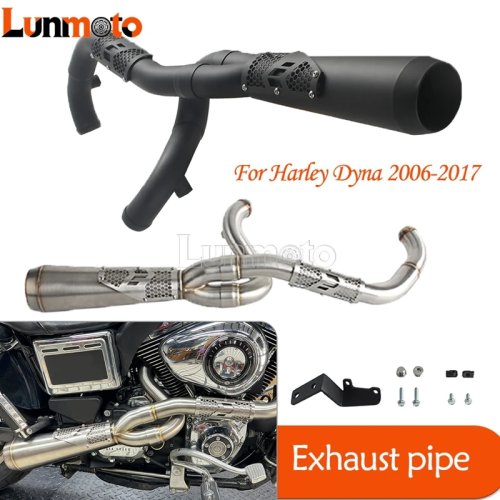 Knalpot Pazoma Stainless Steel 2-into-1 untuk Harley Dyna Fat Bob CVO FXDF Low Rider FXDL Street Bob FXDB FXD 2006-2017