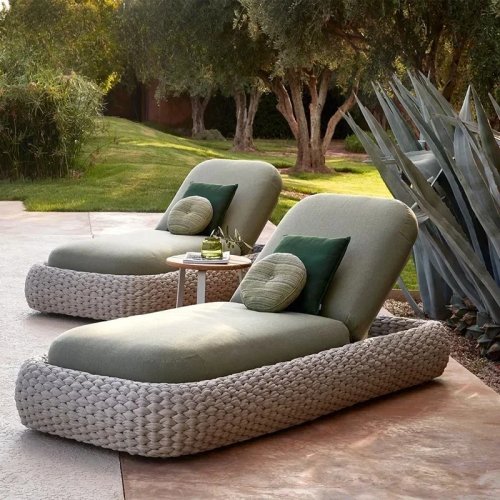 Tumbona de ratán y aluminio, plegable, para terraza, piscina y jardín