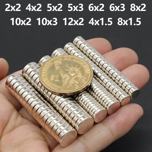 Imanes de Neodimio N35 Redondos Superfuertes Permanentes para Nevera DIY (2/4/5/6/8/10x2/3mm)