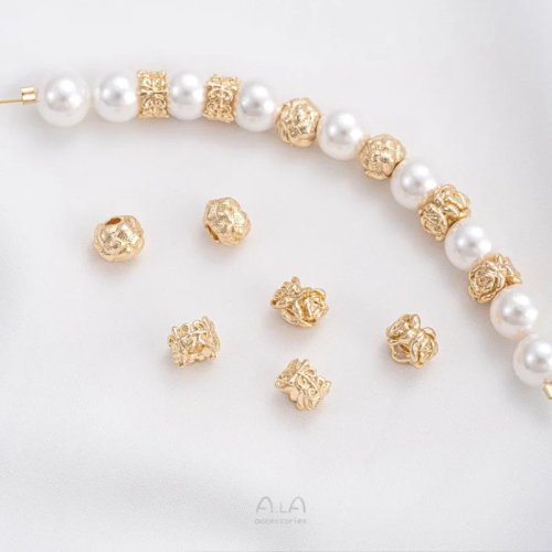Material DIY para fazer joias, bolas de lã e contas em dourado que não desbotam, coroa de rosas para pulseira e colar