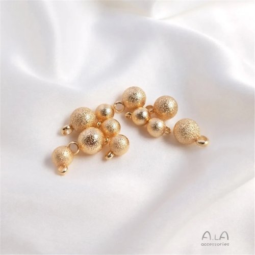 Perline pendenti oro 14K scintillanti, perlina rotonda opaca, accessori DIY per bracciale, collana, orecchini, ciondolo