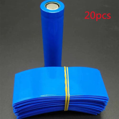 20 stuks Krimpkous blauw PVC voor 18650 accu, voorgesneden isolerende film voor Lipo Lifepo4