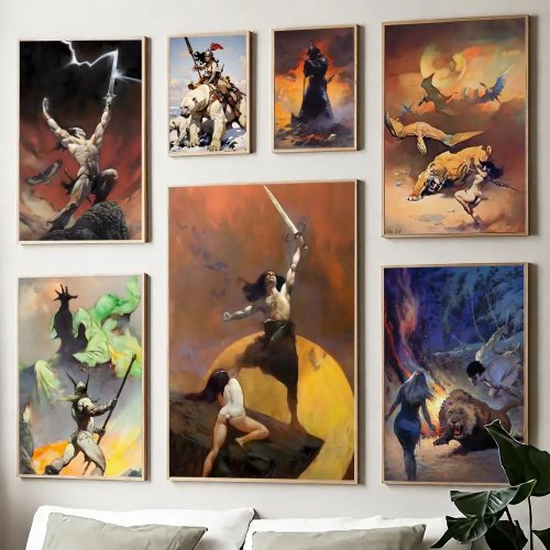 Poster vintage Frank Frazetta - Impressão de arte retro para decoração de sala de estar, quarto, bar, café