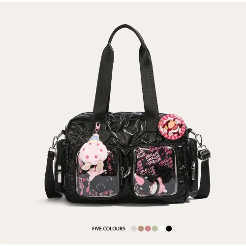 Japan Kawaii Stern-Print Ita-Bag, Anime Y2K-Stil, transparente Tasche, multifunktionale Umhängetasche, große Kapazität, Damen-Tragetasche