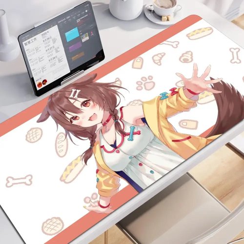 Mousepad Inugami Korone – Tapete de secretária gaming grande, antiderrapante, anime Hololive, para escritório e gaming