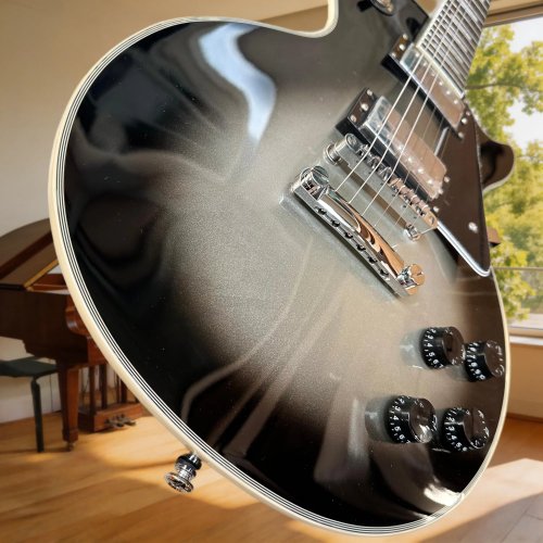 Gitara elektryczna Gray Sunburst ze srebrnym bindingiem, model L-Series 20, podstrunnica z klonu, korpus z olchy, edycja kolekcjonerska
