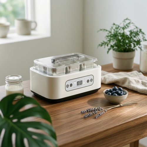 Yaourtière numérique avec pots carrés, lavable au lave-vaisselle, couvercles hermétiques