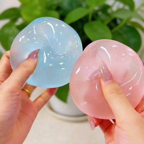 Runde blaue Squishy-Kugel 6cm mit Kokosöl-Malz-Duft – Formbar, langsam aufquellend, handgemachter Fidget-Knautschball gegen Stress
