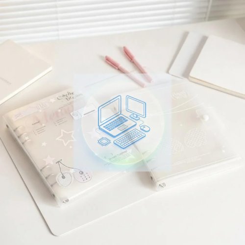 Caderno de argolas estilo Ins, capa em PP, caderno de folhas soltas e planner com núcleo interior removível, bloco de notas para organização escolar