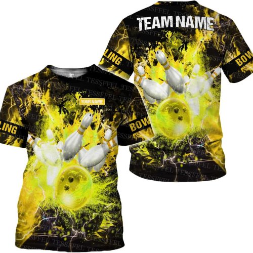 Футболка з кастомним ім'ям гравця в боулінг, графіті полум'я, кольорова, ретро-вінтаж, харадзюку, 3D-друк, короткий рукав, повсякденна