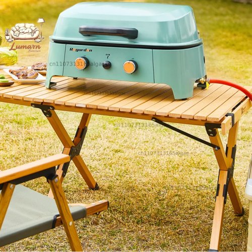 Lingyan 屋外用ガスバーベキューグリル、ポータブルキャンプ用グリル、小型バーベキューラック