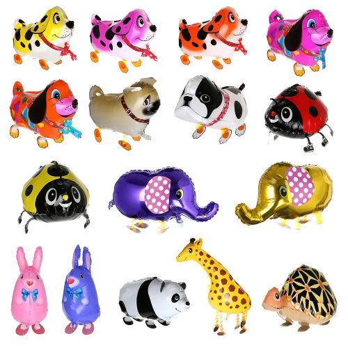 29 types de ballons animaux marcheurs - Chat, chien, lapin, panda, dinosaure, tigre - Décorations de fête d'anniversaire