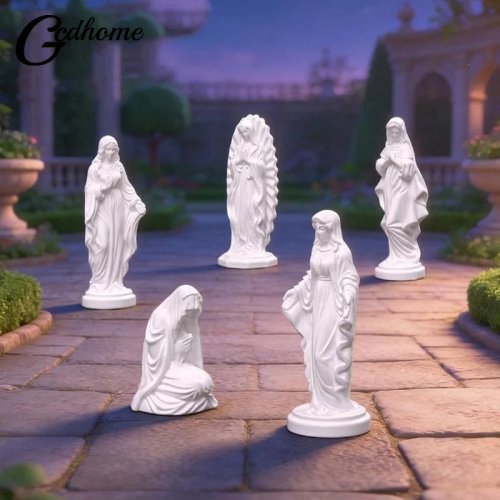 White Resin Virgin Mary Statue, Classic Design, Fine Carving, Weather Resistant, Garden Patio Yard Decoration