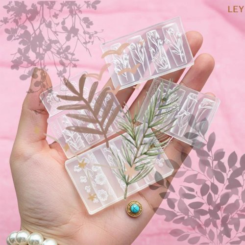 Molde de silicone 3D para unhas, flores transparentes para Nail Art DIY, ferramenta de manicure