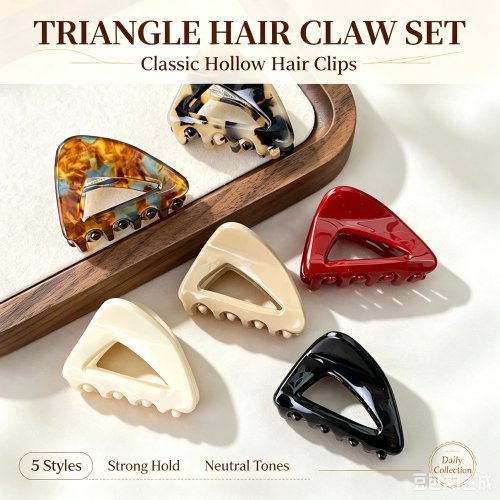 Franse stijl acetaat driehoek mini haarklem, delicate haarklem voor fijn haar en halve opsteekkapsels, stapelbare elegante haaraccessoire voor pony, dagelijks gebruik, werk en vakantie