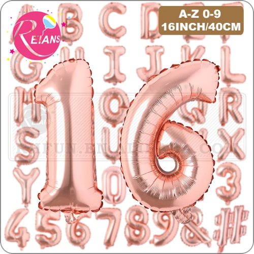 16 Zoll Roségold Buchstaben Zahlen Folienballon Set für Hochzeit Babyparty Geburtstag Party Deko