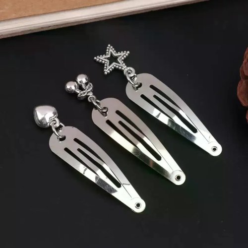 Prisa para o cabelo de metal com pendente coração cruz para mulheres, gancho redondo gótico, acessório de cabelo elegante presente