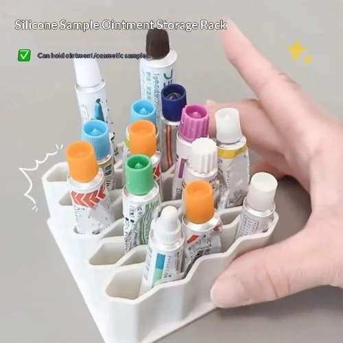 Organizer Silikon Lembut Multi Slot untuk Kosmetik dan Salep, Penyimpanan Samping Wastafel Kamar Mandi