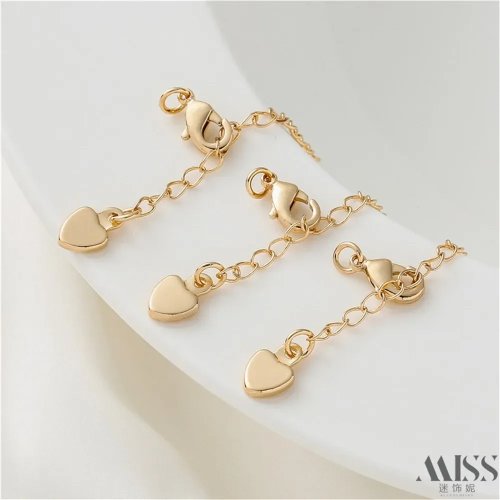 14K Gold Herz-Kette mit Karabinerverschluss - DIY Schmuckzubehör für Armband und Halskette