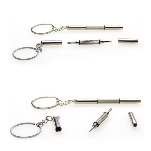 Multipurpose Mini Screwdriver Keychain for Eyeglasses, Phone & Watch Repair | Flat, Phillips, Star, Nut Drivers