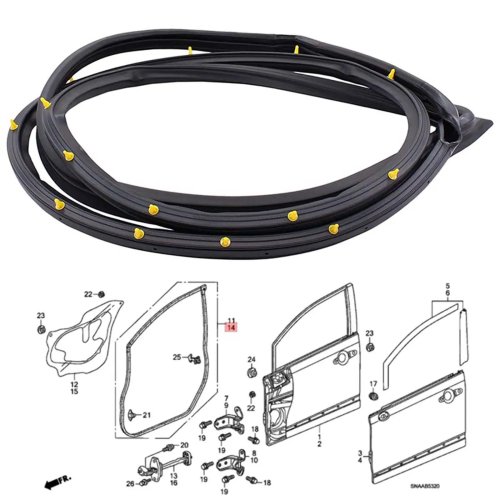 Burlete de puerta de coche de repuesto para Honda Civic Sedán 2006-2011 de alta calidad