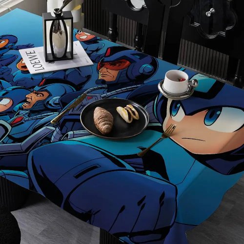 Mega Man game polyester tafelkleed - Schattig design voor thuis keuken eetkamer terras tafeldecoratie