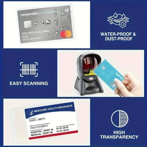 Pack of 4 Transparent PVC Card Holders - Waterproof & Anti-Magnetic, for Credit Cards, Bank Cards, Membership Cards, Business Cards