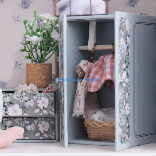 Meja Samping Tempat Tidur Miniatur Rumah Boneka 1/12, Gaya Antik, Furnitur Kamar Tidur untuk Kolektor Dewasa dan Anak