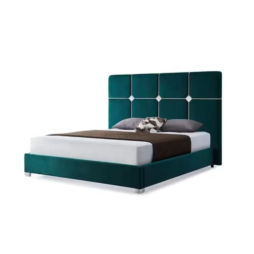 Deluxe kingsize bed met houten frame, modern hotelbed voor slaapkamer, hoge kwaliteit en comfortabel