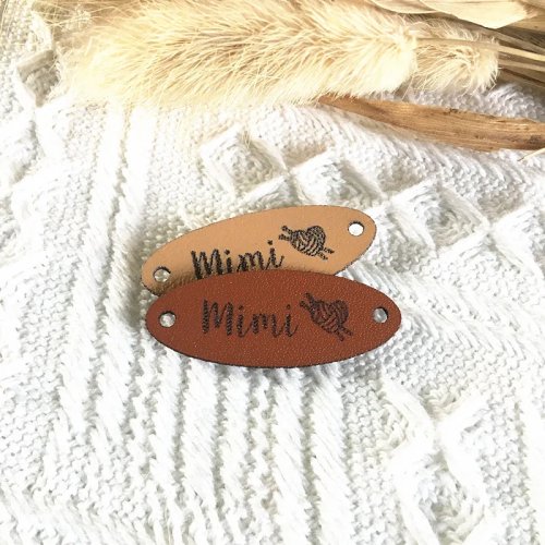 30 chiếc Nhãn da cho đan len, nhãn may thủ công với logo cá nhân hóa, hình bầu dục khắc cho quần áo, mũ và chăn