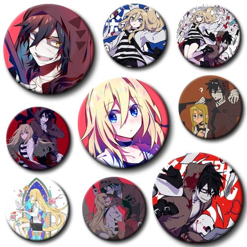 เข็มกลัดการ์ตูนอนิเมะ Angels of Death Isaac Foster Rachel Gardner กลม สำหรับกระเป๋าเป้ หมวก