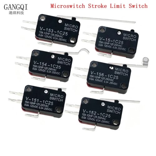 5 pz Microinterruttore finecorsa V-151-1C25 V-152-1C25 V-153-1C25 V-154-1C25 V-155-1C25 V-156-1C25 Interruttore a leva lunga con rullo