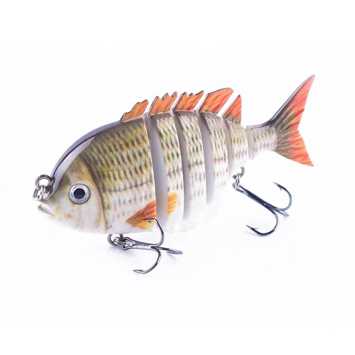 Kunstaas Hanlin 7,5cm 14,5g Multi Gelede Zinkende Shad, Hard Lichaam Swimbait, Realistische voor Black Bass