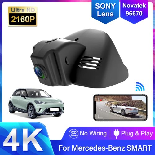 Kamera samochodowa 4K WiFi do Mercedes Smart Fortwo/Forfour 453, Rejestrator DVR Plug and Play