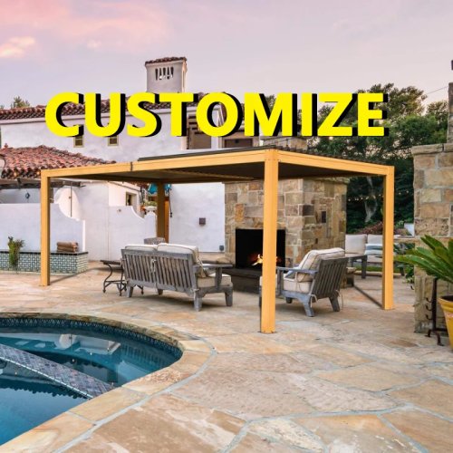 Pérgola retrátil motorizada em alumínio, tamanho personalizado, silenciosa, impermeável e protetora solar para pátio e jardim