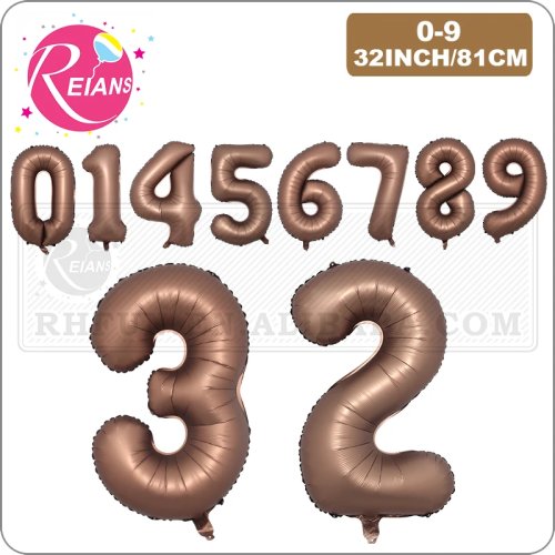Balão Número Castanho Chocolate 32 Polegadas - Balão Foliado com Hélio para Decoração de Aniversário e Baby Shower