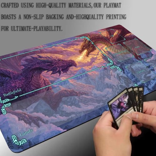 Doppel-Drachen-Design TCG Spielmatte 35x60cm für Magic Kartenspiele