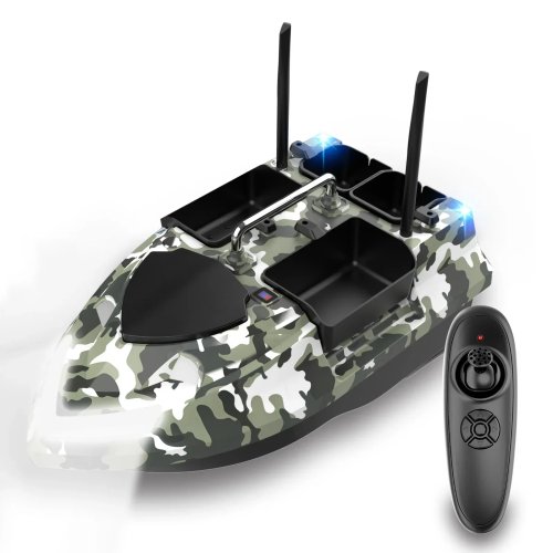 MAYATANGFlytec V802 Barco cebador para carpa mejorado, control remoto 500M, 4 tolvas, doble motor RC