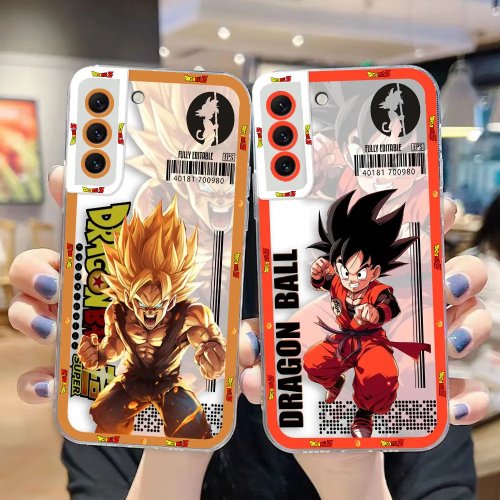 Funda transparente para Samsung A03S A04 A05 A05S A06 A7 A10 A12 A13 A14 A15 A16 A21S Note 10 20, estampado de Dragon Ball Z Super Saiyan