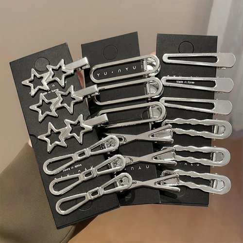 3 Stuks Zilveren Metalen Eendenbek-haarclips voor Dames, Voor zijwaartse pony, Haaraccessoires
