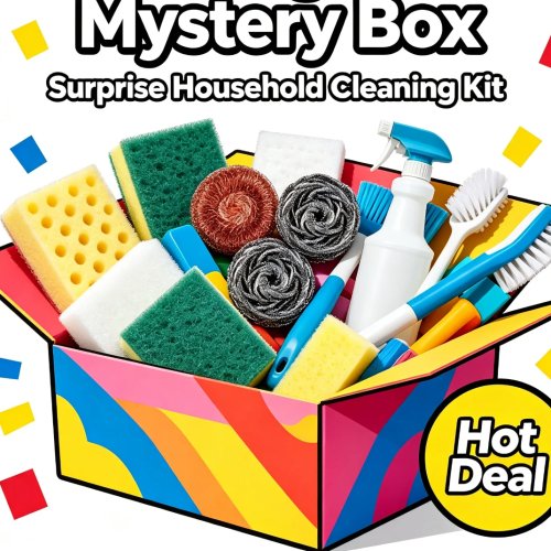 Caja misteriosa de productos de limpieza – Esponjas de fregar, estropajos, cepillos de limpieza y utensilios de limpieza del hogar (Sorpresa aleatoria)