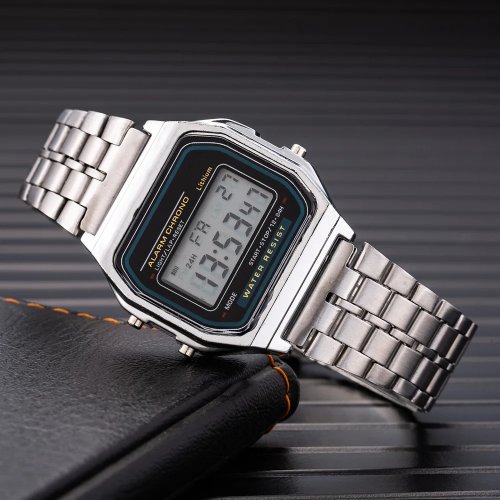 Roestvrijstalen LED Digitale Horloge voor Heren - Luxe Goud & Zilver Zakelijk