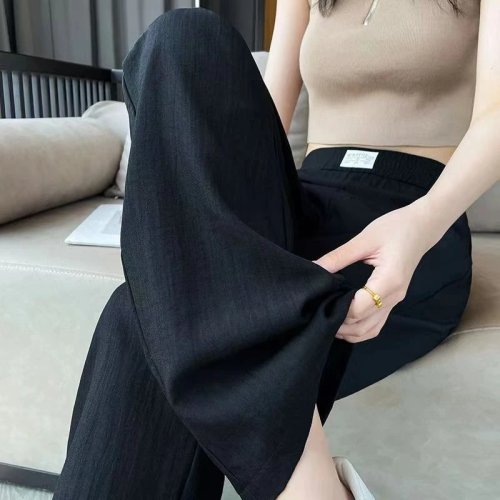 レディース ハイウエスト ワイドレッグ デニムパンツ 軽量 通気性 夏用 ひんやり素材