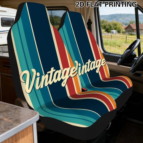 2 pezzi Fodere per sedili auto vintage retrò a righe, protezione universale per auto, camion e SUV